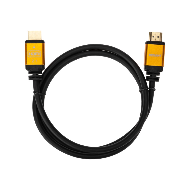 Шнур REXANT HDMI - HDMI 2.1, длина 1 м, GOLD