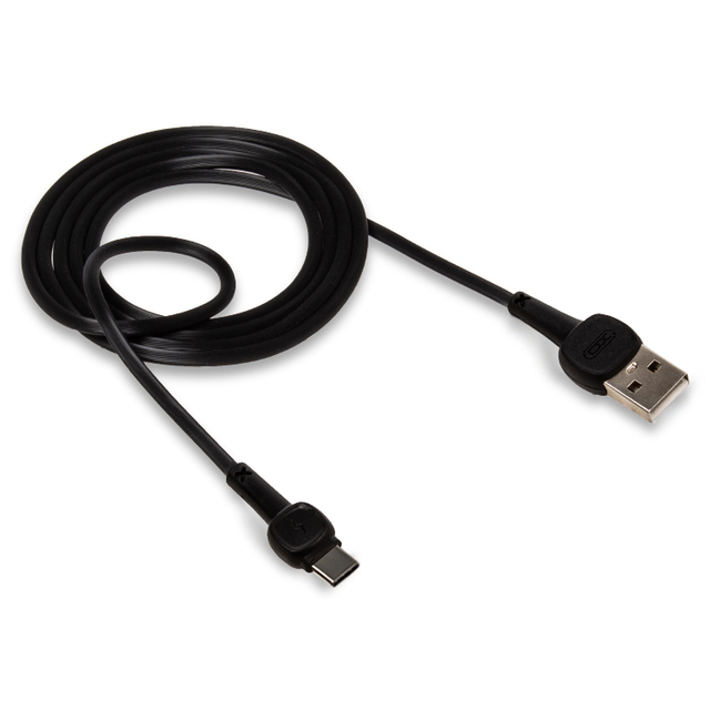 Кабель XO NB132 Type-C - USB (2.1A), 1м, черный, прорезиненная оплетка