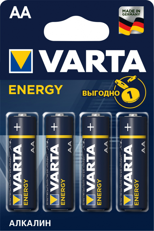 Батарейка Varta ENERGY LR6 AA BL4 Alkaline 1.5V (4106) (4/80/400)