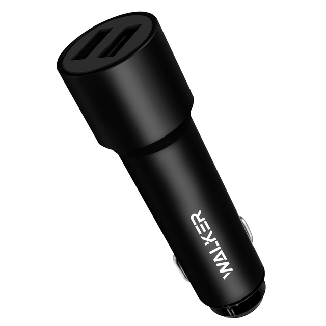 AЗУ 2USB WALKER  WCR-22, 2.4А, 12Вт, USBx2, блочок (удлиненный корпус), черное