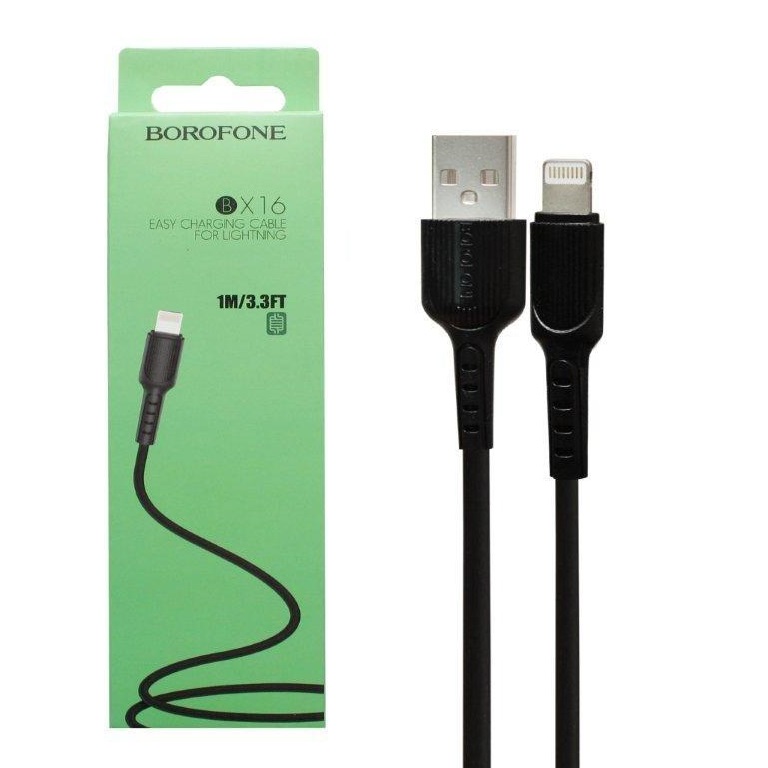 Кабель BOROFONE BX16 Lightning - USB (2.4A), 1м, черный