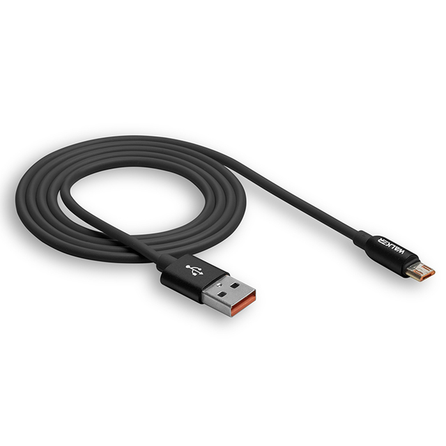 Кабель WALKER C725 micro USB - USB (2.4A), 1м, черный, с металл. разъем