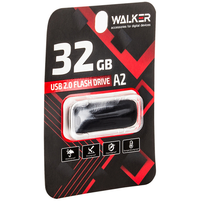 Накопитель 032 Gb, USB 2.0 "WALKER" А2 25-10 Мб/с  (ecopack)