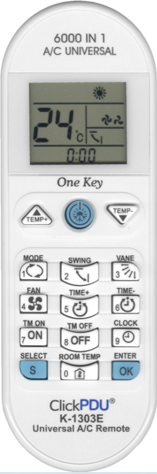 CLICKPDU K-1303E(KT-E08) NEW универсальный пульт для кондиционеров 6000 В 1 