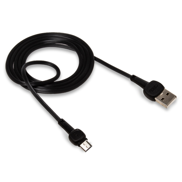 Кабель XO NB132 Micro USB - USB (2.1A), 1м, черный, прорезиненная оплетка