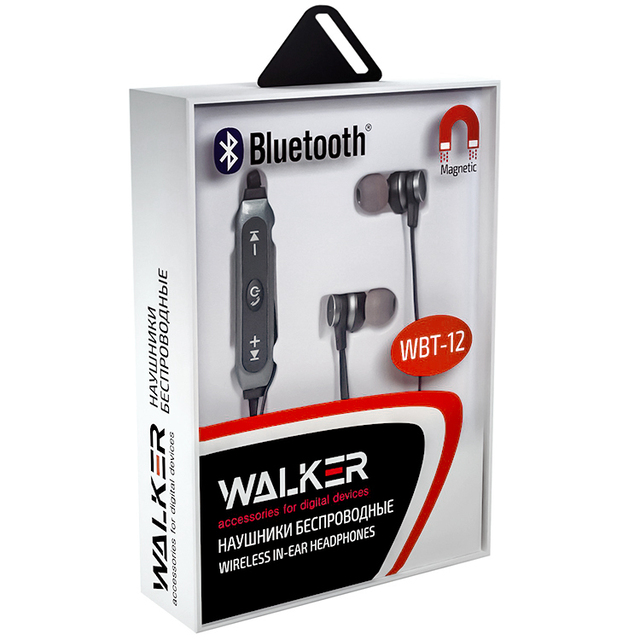 Наушники WALKER Bluetooth WBT-12, серые