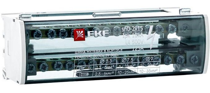 Шина нулевая в корпусе 2*15 EKF