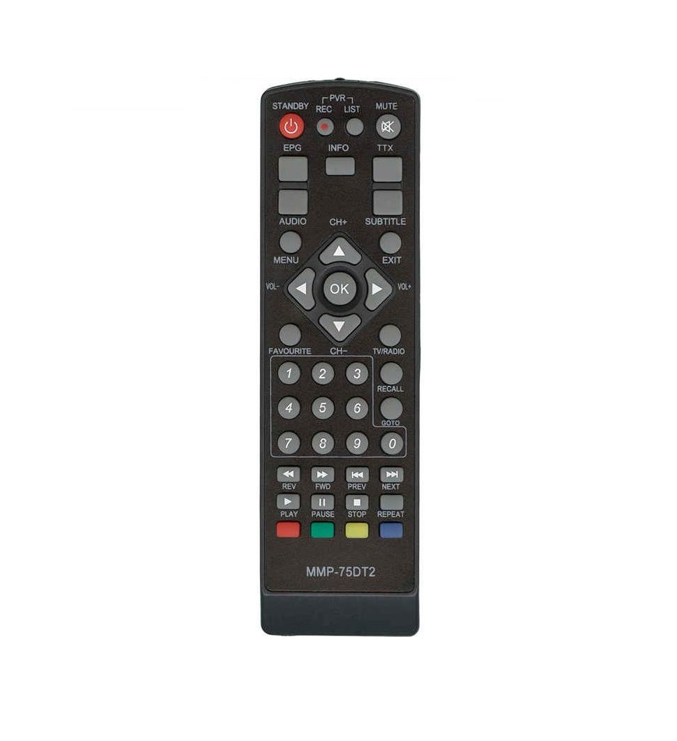 Пульт HUAYU MMP-75DT2 ic (Вариант 2) для DVB-T2 ресивера Mystery