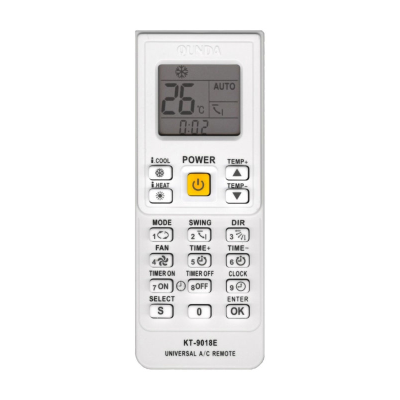 Пульт QUNDA KT-9018E для кoндициoнерoв, универсальный