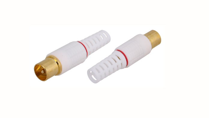 Разъем штекер TV без пайки Белый GOLD REXANT