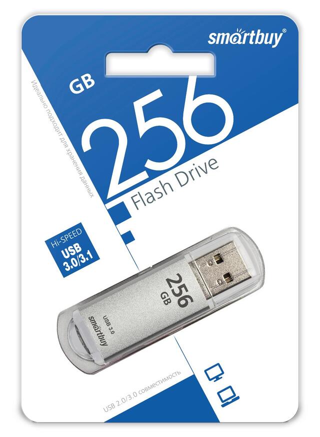 Флешка SMARTBUY V-CUT 256GB, USB 3.0, серебро