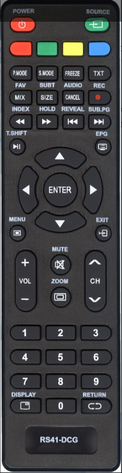 Пульт HUAYU RS41-DCG для TV AKAI / Akira / AMCV / DEXP / Digma / ECON / FUSION / Hartens / HI / Hyundai / Leben / Leff / Loview / Novex / Orion / STARWIND / Supra / YUNO / Vekta / Irbis