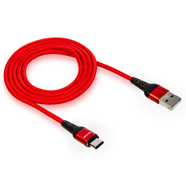 Кабель WALKER C970 Type-C - USB (3.3A), 1м, красный, магнитный, передача данных