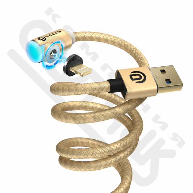 Кабель DREAM U50 Lightning - USB (2.4A), 1м, золото, магнитный