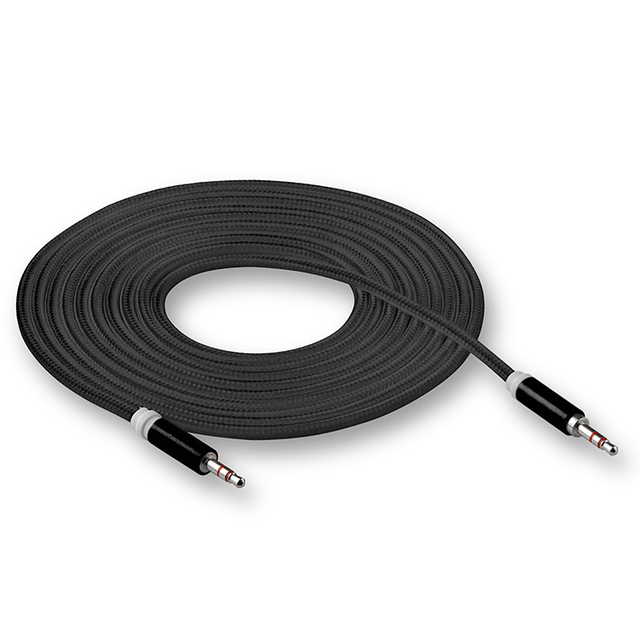 Кабель WALKER WCA-520 AUX 3,5мм A-A, 3м, черный, в матерчатой обмотке