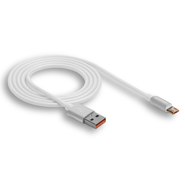 Кабель WALKER C725 micro USB - USB (2.4A), 1м, белый, с металл. разъем