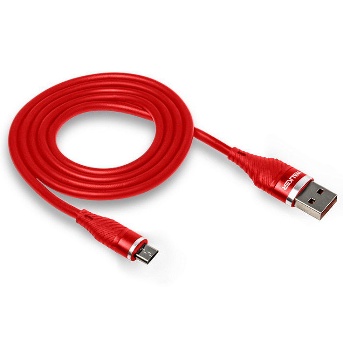 Кабель USB "WALKER" C735, 3.1А, Micro USB, поддержка QC, красный