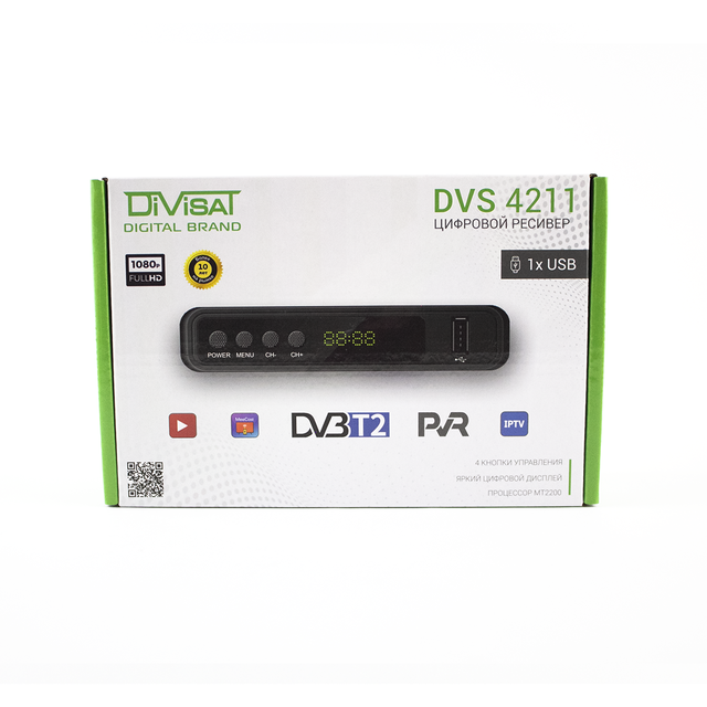 Цифровой приемник DIVISAT DVS-4211 (DVB-T/T2/C) эфирно-кабельный (в коробке 40шт)