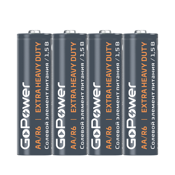 Батарейка GoPower R06 Shrink Heavy Duty (АА) солевая (BL4)