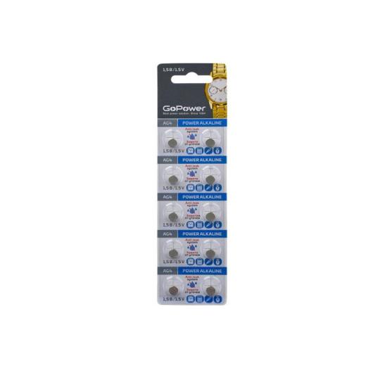 Батарейка GoPower G4/LR626/LR66/377A/177 BL10 Alkaline 1.5V (10/100/3600)			