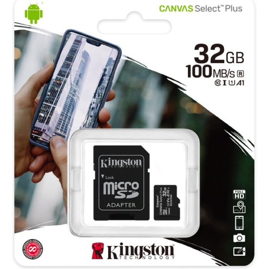Карта памяти micro SDHC 32Gb UHS-I Class 10 UHS-I Kingston (+адаптер SD) 100 MB/s