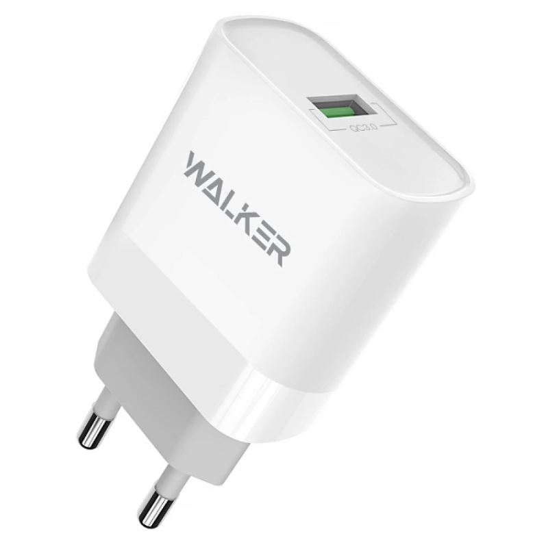 CЗУ WALKER WH-35 USBx1 (3А) 15Вт, быстрая зарядка QC 3.0, блок, белое