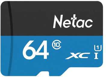 Карта памяти micro SD 64Gb P500 Standart Class 10 UHS-I (90Mb/s) Netac (+SD адаптер)