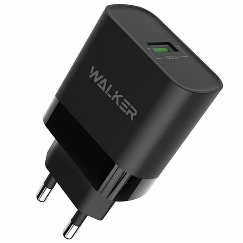 CЗУ WALKER WH-35 USBx1 (3А) 15Вт, быстрая зарядка QC 3.0, блок, черное