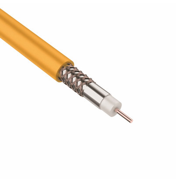 Кабель коаксиальный REXANT RG-6U+Cu нг(А)-HF, Cu/Al/Cu, 64%, 75 Ом, бухта 100 м, оранжевый