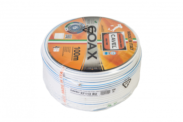 Кабель CAVEL KF 113, 72% , Cu, 75 Ом,  коаксиальный, белый (100 м)