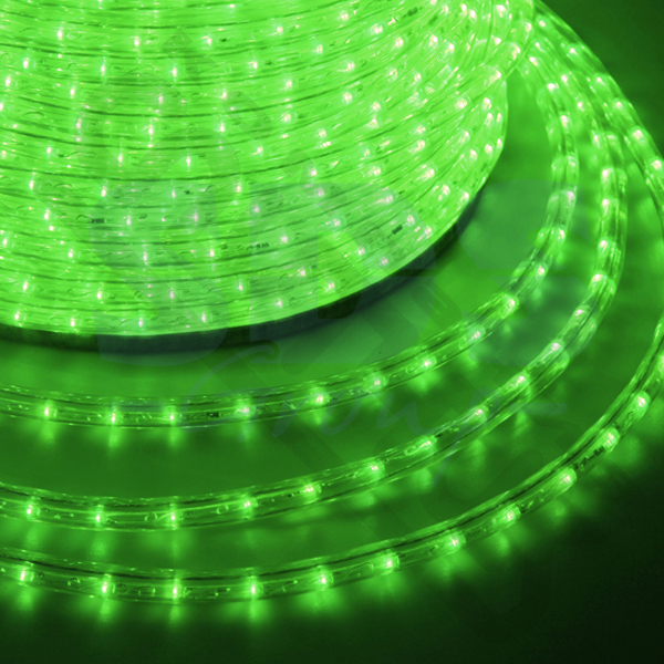 Дюралайт LED двухжильный 230В 13мм 36 LED/м ЗЕЛЕНЫЙ постоянное свечение модуль 1м бухта 100м NEON-NIGHT