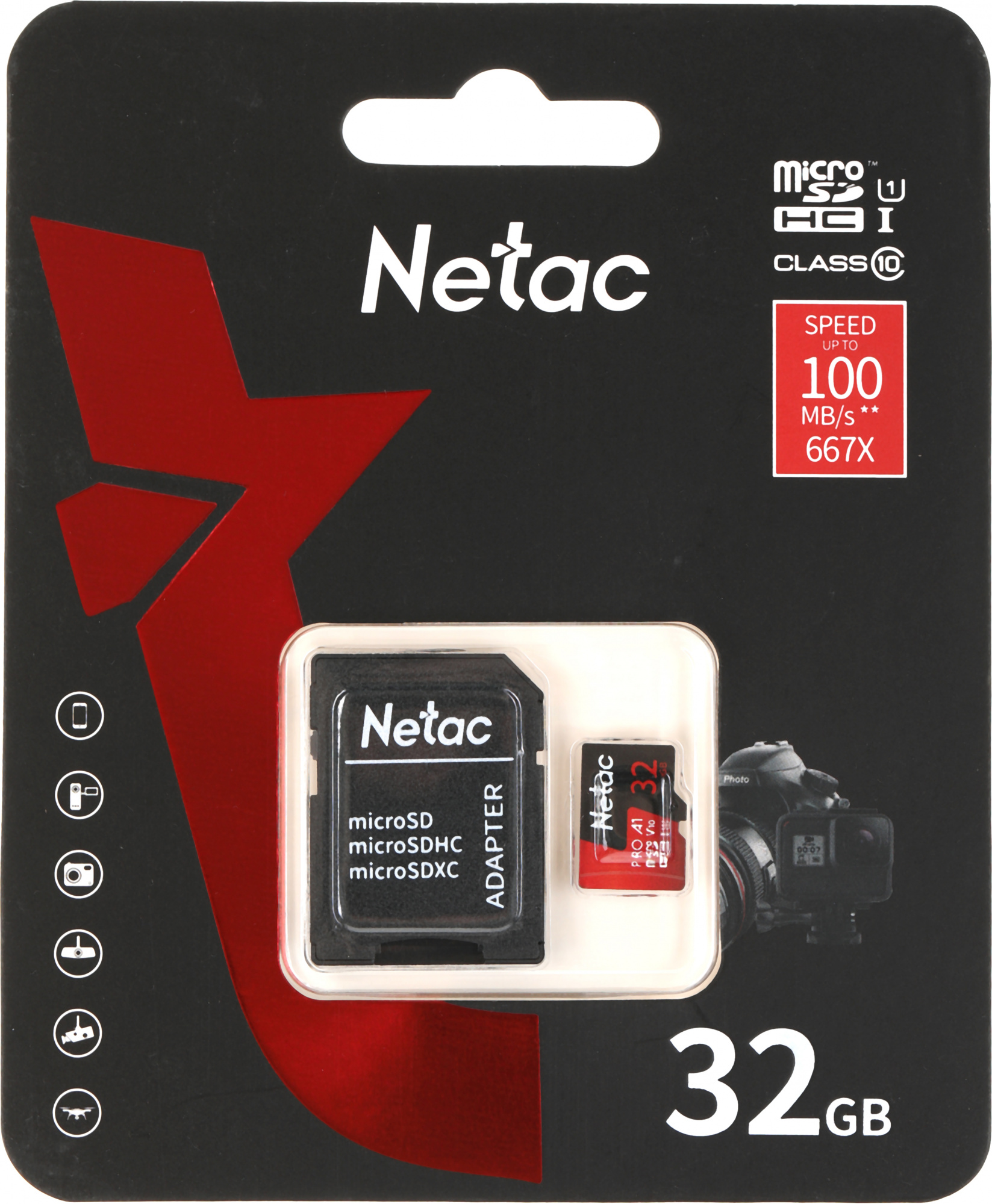 Карта памяти microSDHC 32GB Netac NT02P500PRO-032G-R P500 Extreme Pro + adapter