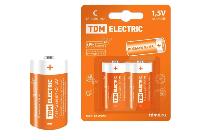 Элемент питания TDM LR14 C Alkaline 1,5V BP-2 