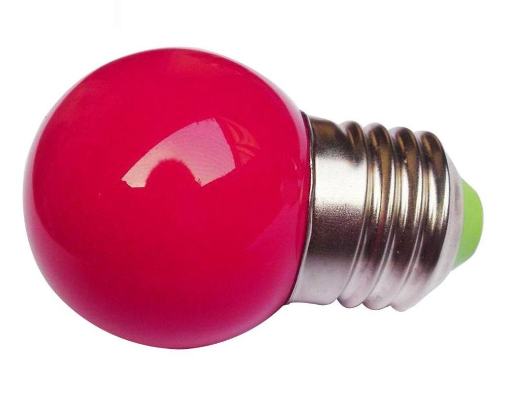 Лампа шар e27 6 LED ∅45мм - красная, прозрачная колба, эффект лампы накаливания