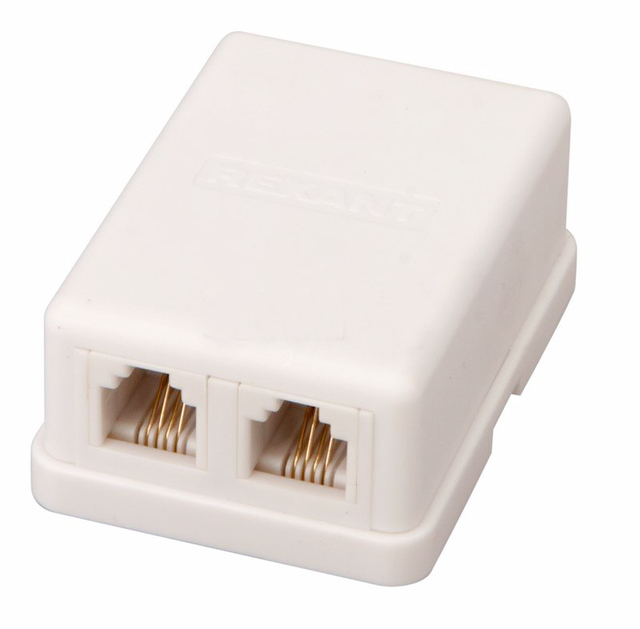 Розетка телефонная 2 гн. RJ-11(6P-4C), внешняя (50 шт/уп)  REXANT