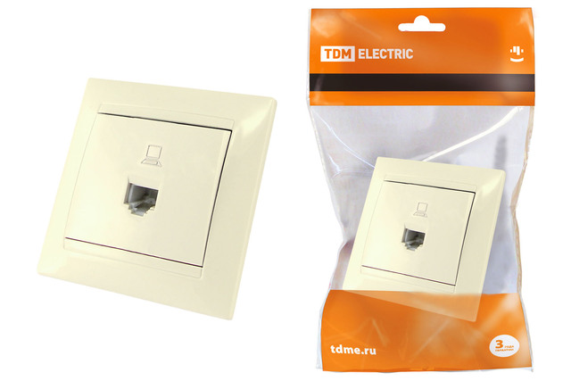 Розетка компьютерная RJ45 сл. кость «Лама» TDM SQ1815-0116