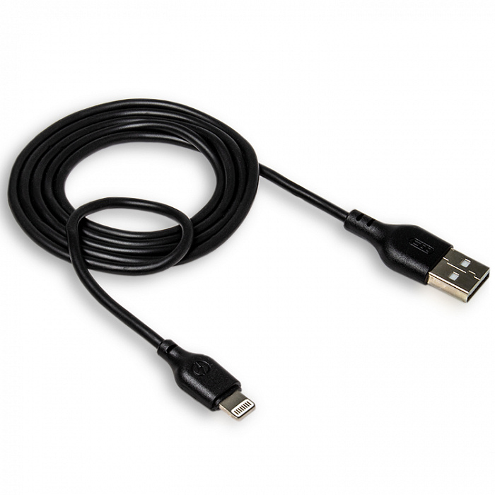 Кабель XO NB103 Lightning - USB (2.1A), 1м, черный, мягкая оплетка