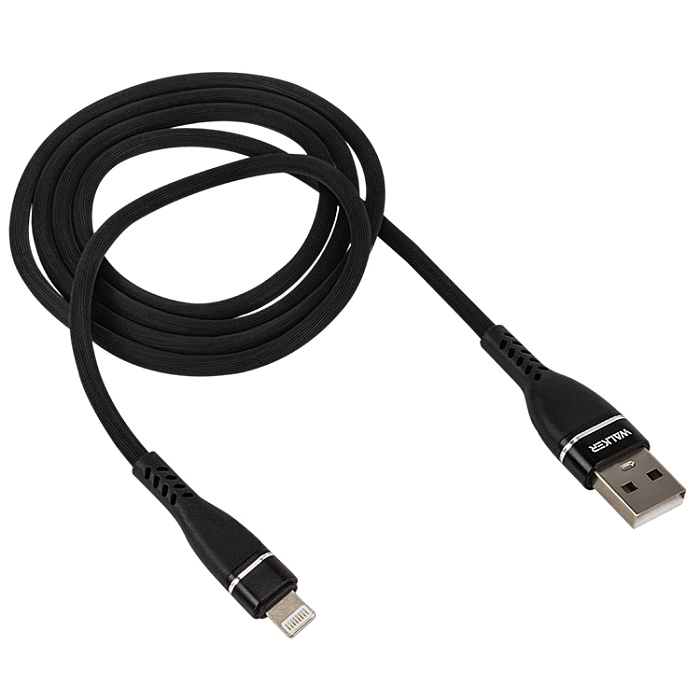 Кабель USB "WALKER" C580, 3.1А, Lightning, поддержка QC, черный