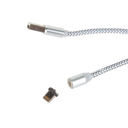 Кабель USB LIGHTNING 1м в нейлоновой оплётке 5/6/7 МАГНИТНЫЙ