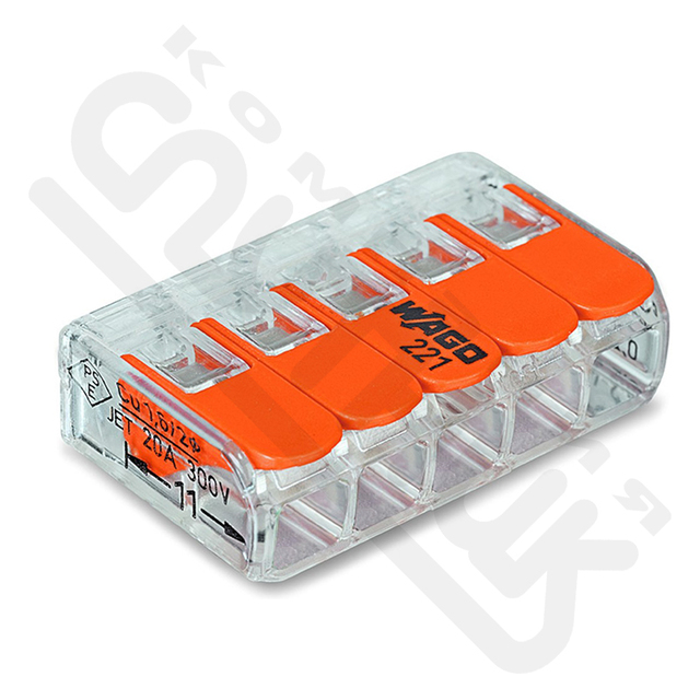 221-415 Универсальная компактная клемма 5-контактная до 4,0 мм² (25 шт./уп.) WAGO