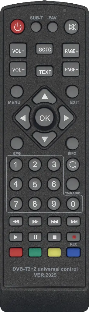 Пульт Huayu DVB-T2+2 ! ver.2025 для ресивера