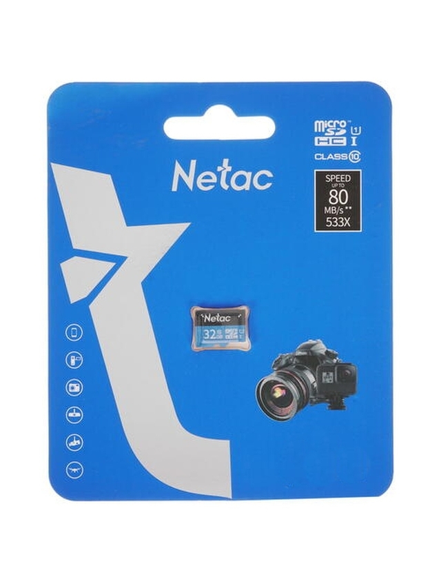 Карта памяти micro SD 32Gb P500 Standart Class 10 UHS-I Netac (+SD адаптер)