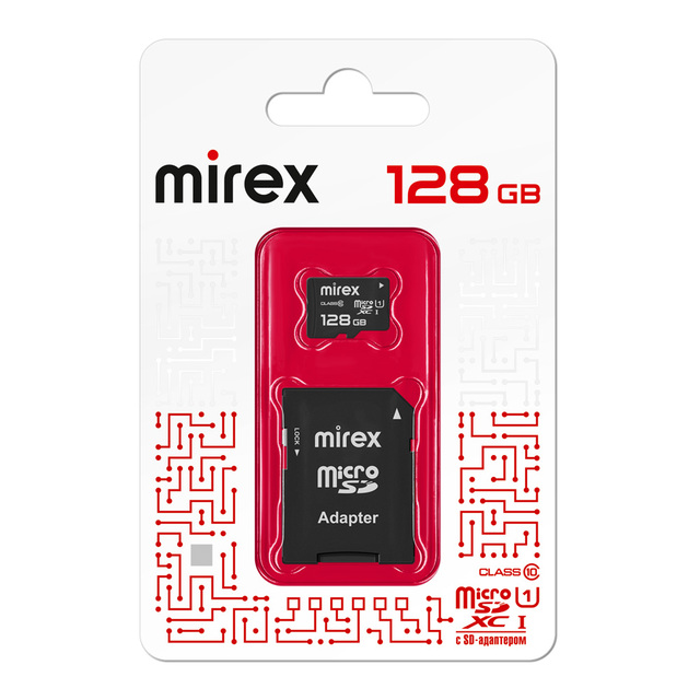Карта памяти microSDXC MIREX 128GB Class10 UHS-I U1 (с адаптером SD)
