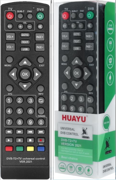 Пульт HUAYU DVB-T2+TV ver.2021 для DVB-T2 ресивера, универсальный