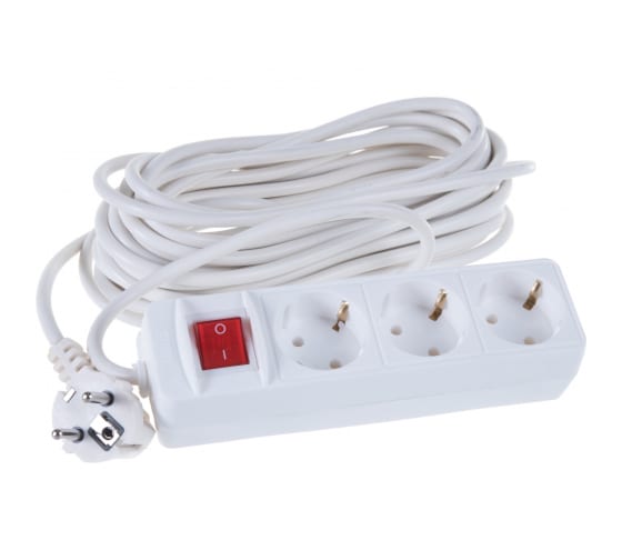 Удлинитель ТМ Союз 3 гнезда, 10 м, с/з, ПВС 3х1.0 мм2, 3500 Вт, бытовой