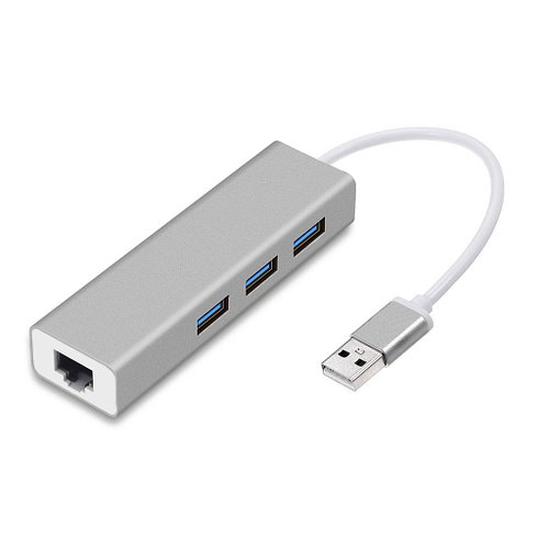 ETHERNET адаптер USB3.0 3USB (Win7, MacOS X) серебро (MR)