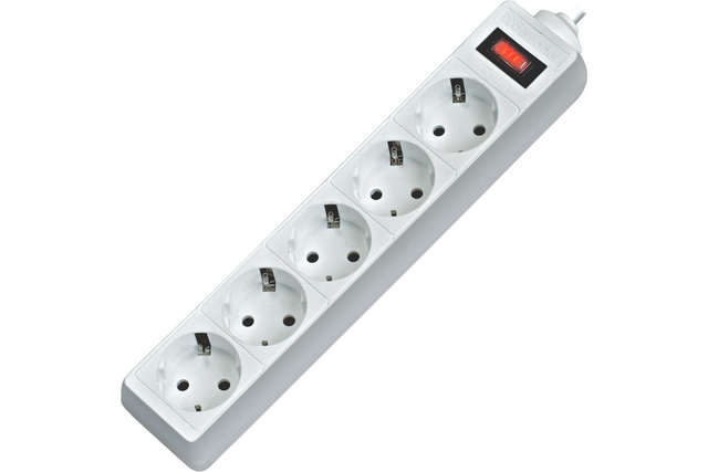 Сетевой фильтр DEFENDER 5 гнезд, 3 м, с/з, ПВС 3х1 мм2, 10А/220В, белый