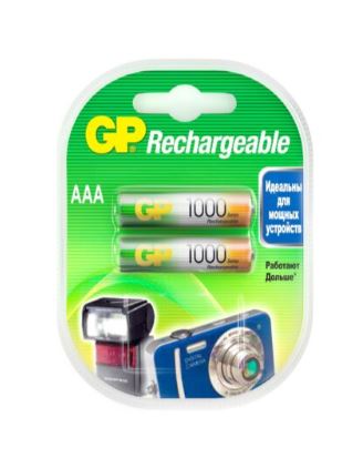 *Аккумулятор бытовой GP HR03 ААА BL2 NI-MH 1000mAh в пластиковой упаковке  (2/20/200)