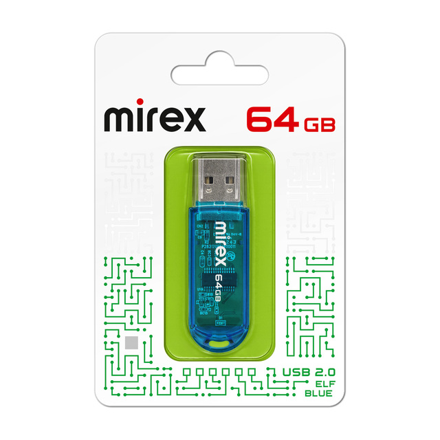 Флешка MIREX ELF 64GB, USB 3.0, синий