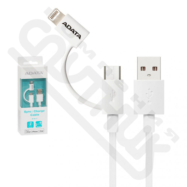 Кабель USB LIGHTNING ADATA  252 для IPHONE 5 и micro USB MFI белый